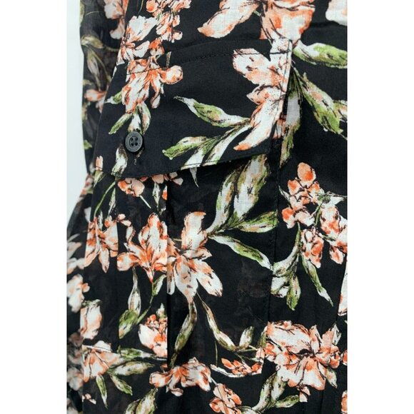 Ralph Lauren Top Plus Size 2X Black Floral Long Sleeve Pocket Button Women New - Picture 7 of 11